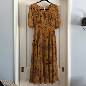 FREE PEOPLE yellow peephole butterfly dress